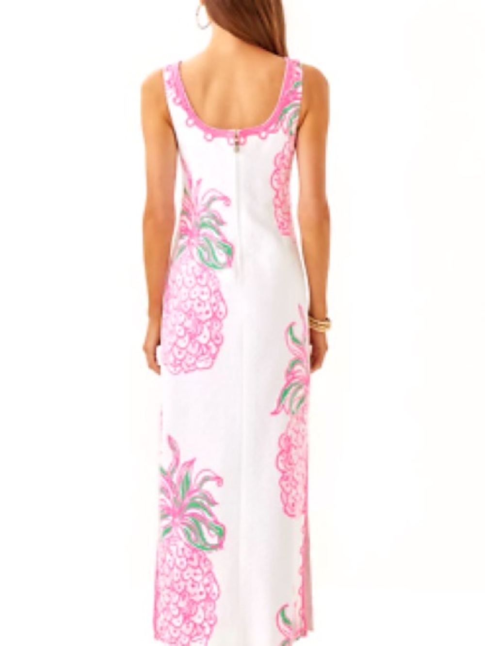 Lilly Pulitzer Marleigh Maxi Shift Dress Size 6 Pink Pineapple Lace Resort - Picture 5 of 14